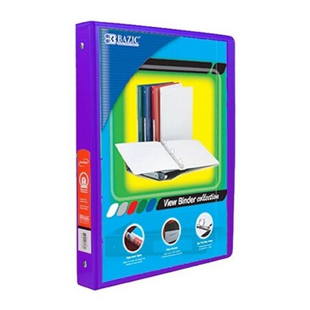 Bazic Products Bazic BAZIC 1/2-inch Purple 3-Ring View Binder w/ 2-Pockets, 12PK 4107